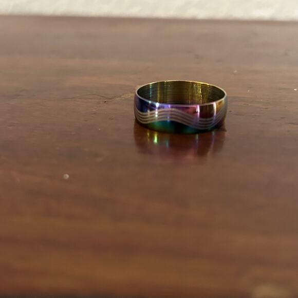 Lot Of 7 Stainless Steel Rings Sizes 9 To 12.5 Rainbow Superman - Picture 4 of 15